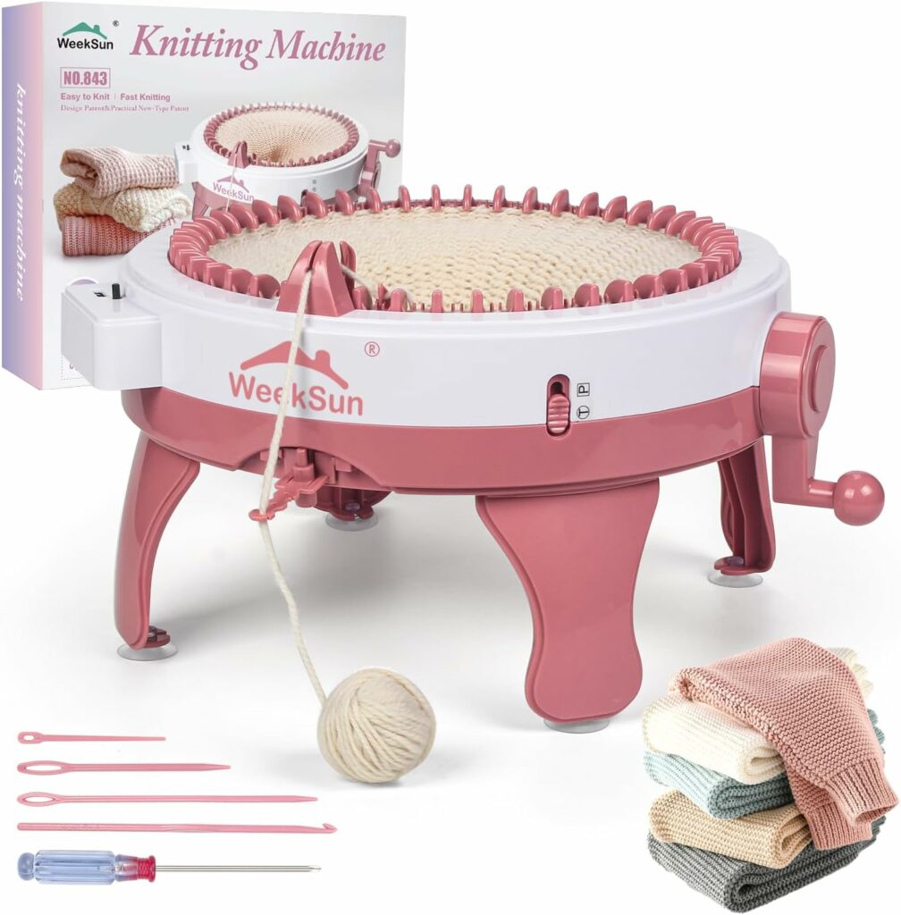 Knitting Machine 48 Needles, Knitting Loom Machine with Row Counter, Smart Weaving Loom Knitting Round Loom, DIY Knitting Board Rotating Double Loom for Adults and Kids, for Scarf Hat Socks Gloves