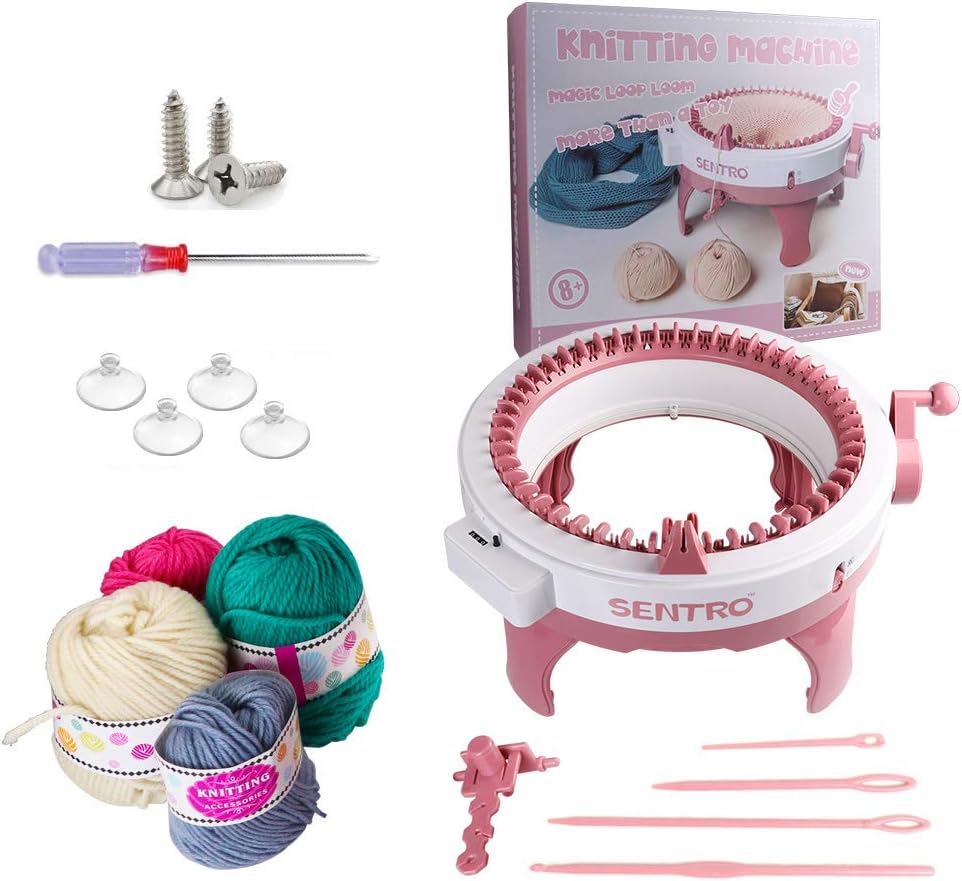 Umootek SENTRO Knitting Machine, 48 Needles Smart Weaving Loom Round Spinning Crochet Knitting Machines with Row Counter, Knitting Board Rotating Double Loom, Weaving Loom Machine Kit