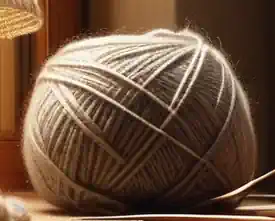 A ball of hand spun wool.